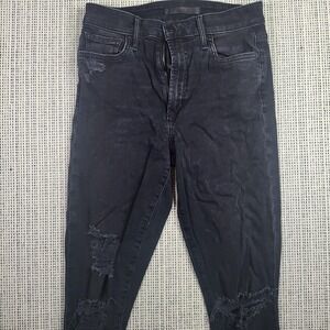 Joes Jeans Womens 26 Black Charlie High Rise Skinny Ankle Distressed Denim Pants